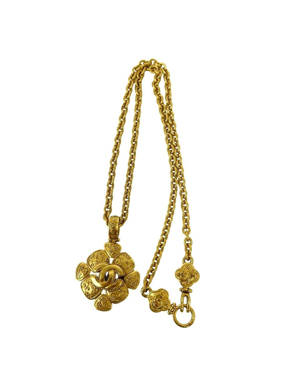 Chanel Cc Logo Clover Pendant Necklace #371535C13B